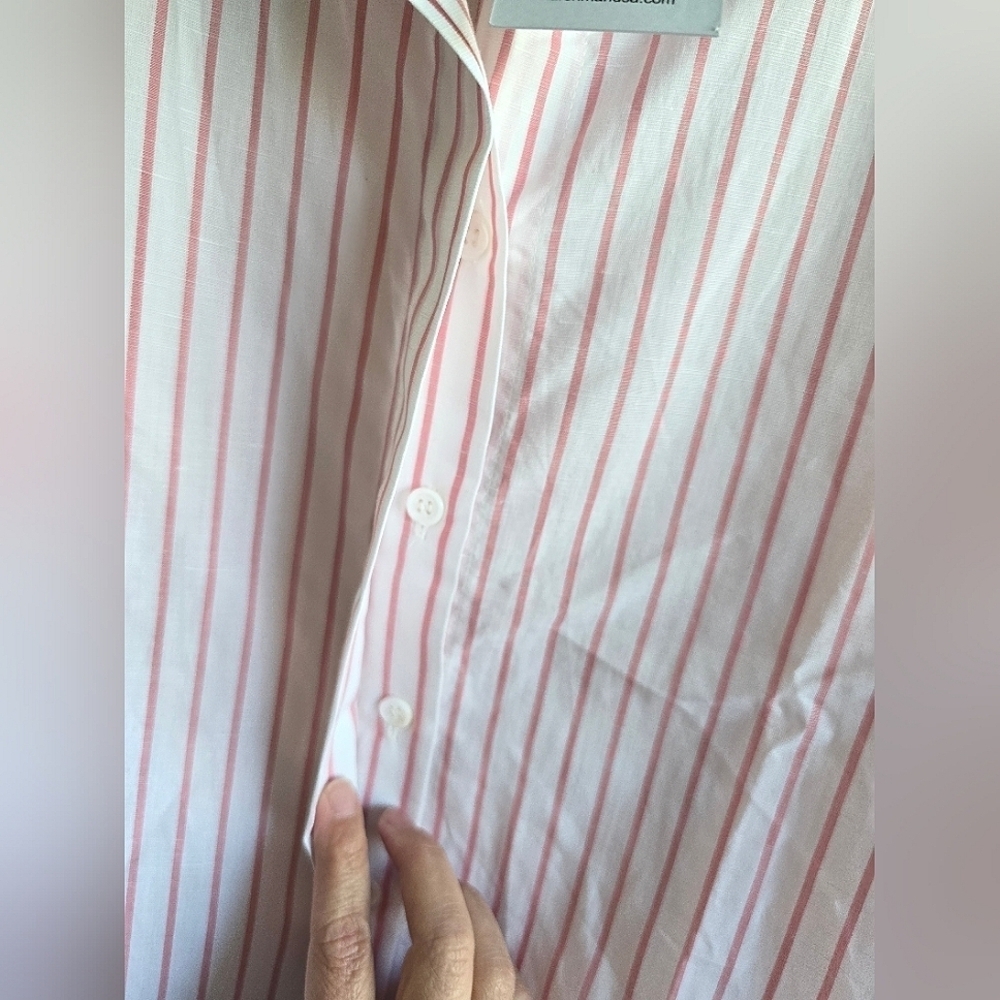NWT! Harshman,  Willow Shirt Dress, White/Rose Pink Stripes, Medium -MSRP $244 - Picture 12 of 13